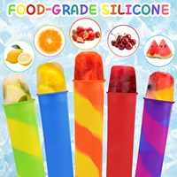 Crème glacée pour enfants faite maison sans BPA DIY Pop Mold réutilisable Freezer Ice Pop Tubes Multicolore Silicone Frozen Popsicle Maker avec couvercle