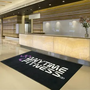 Kommerzieller Teppich Schwarze Logo-Matte Individuell bedruckte Gummiboden-Eingangstür matte für den Laden