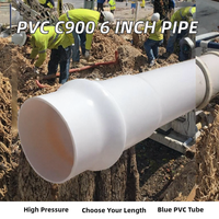 Tuyau d'alimentation en eau haute pression en PVC C900 DR18 avec joint intégré, profil UPVC, extrémité à raccord de 6 pouces, bleu, AWWA