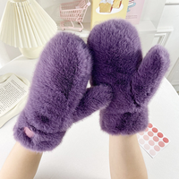 Gants en peluche épais de couleur unie simples pour l'hiver, mitaines mignonnes pour étudiants, gants coupe-vent