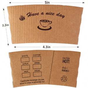 Disposable Kraft Paper Cup Sleeves Eco-friendly Coffee Corrugated Paper Cup Sleeves Milk Tea Paper Cups Sleeve for Hot Drinks - Product Image 2