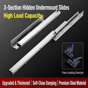 Undermount <b>Drawer</b> <b>Slides</b> 3 Fold Soft Close Full Extension Concealed 3D Adjustable Runners for Kitchen Cabinet Furniture - Product Image 4
