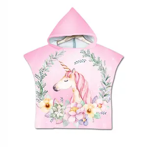 American Styles 3d Kids Unicorn Animals Pattern Poncho telo mare con ricamo cappuccio