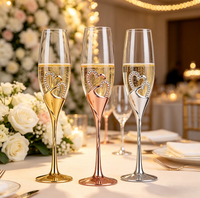 Flûtes à champagne élégantes en cristal avec strass, ensemble de coupes, souvenir de mariage, cadeau pour couple, fiançailles, Saint-Valentin