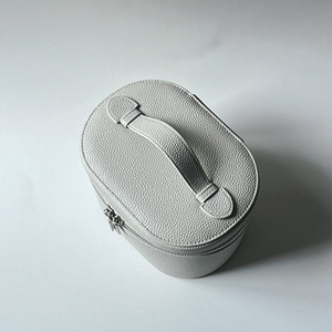 Pink Litchi Pattern PU Leather Makeup Bag Cylindrical Travel Toiletry Case <b>Large</b> Capacity Vanity Organizer Cosmetic <b>Box</b> Handle - Product Image 3