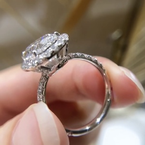 14K Oro Blanco VS DEF Color IGI Certificado 4CT Oval Cut Halo Diamante CVD Lab <span class=keywords><strong>Diamond</strong></span> <span class=keywords><strong>Ring</strong></span> - Product Image 4