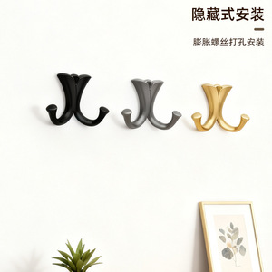 Crochets muraux doubles en acier inoxydable, capacité de charge de 10 à 15 kg, pour entrée, cuisine, chambre, salle de bain - Product Image 3