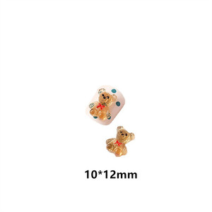 TSZS 20 pièces/sac Breloques d'ongles 3D Kawaii Mignonnes en forme d'ours avec nœud papillon, transparentes couleur <span class=keywords><strong>kaki</strong></span>, accessoires de résine pour nail art DIY - Product Image 6
