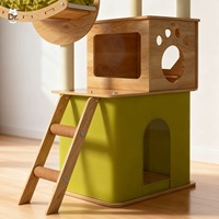 Arbre à chat de luxe moderne sur mesure, grand modèle, en sisal et bois, emballage carton écologique, personnalisable, 4 niveaux d'escalade