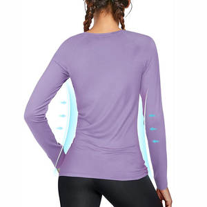 Özel kadın gevşek uzun kollu egzersiz jarse bluz Casual atletik Yoga çalışan Raglan kollu t-<span class=keywords><strong>shirt</strong></span> UPF 50 + ekip boyun yaz - Product Image 2