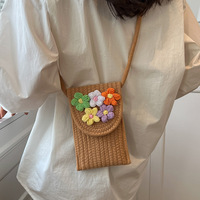 Sac bandoulière en toile tissé à la main, motif armure, motif floral, pour téléphone et monnaie, idéal pour les vacances à la plage