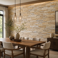 Revêtement mural extérieur décoratif en pierre culturelle artificielle beige empilée pour villa