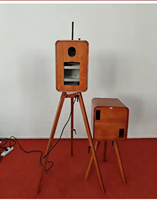 Nouvelle conception de photomaton en bois rétro à la mode, multifonctionnel, portable, réglable en hauteur, avec imprimante