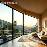 Ventanas Panorámicas de Aluminio Residenciales RICHOCEAN, Ventanas Fijas de Vidrio Grande de Piso a Techo, Acristalamiento Insonorizado