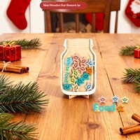Nouveau produit : Bouteille à vœux décorative en bois sécurisée, boîte de récompenses pour enfants, pot d'étude, ornement artisanal étoile de Noël