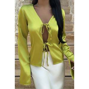Chemise en satin vert olive Gredel de haute qualité Chemise en soie pour femmes Style décontracté à la mode Bouton long pour l'automne été XL XXL - Product Image 5