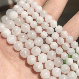 Tự Nhiên 6/8/10 Mét A + Trắng Moonstone Vòng Hạt Loose Stone Beads Đối Với Trang Sức Làm DIY