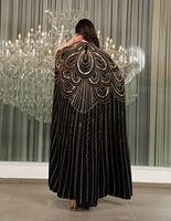 Robe de soirée de luxe à col haut, ornée de perles et de cristaux, style droit, longueur cheville, Abaya faite à la main, designs islamiques de Dubaï, robe de soirée