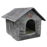 Opvouwbare Winter Warme Kat Huis Kleine Hond Bed Zwerfkatten Onderdak Gezellige Huisdier Grot Voor Buiten Binnen Met Afneembaar Zacht Kussen