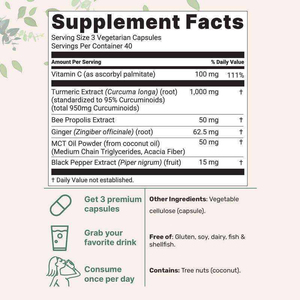 Curcumina Pura 1000mg 95% Curcuminoides con Bioperina, Aceite MCT, Cápsulas Veganas, 120 Unidades - Product Image 4