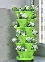 Jardinière verticale empilable BC en plastique, pot de fleurs de jardin, conteneur de plantation décoratif à plusieurs niveaux pour l'intérieur et l'extérieur