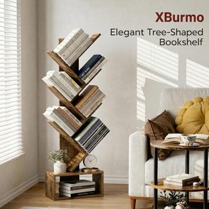 Étagère à <span class=keywords><strong>livres</strong></span> en forme d'arbre à six étages, petite étagère décorative d'angle, rangement pour salon, chambre ou bureau, couleur marron campagnard - Product Image 3