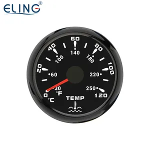 ELING 52mm Water Temperature Gauge Indicator 12V 24V 1600-22ohm for Auto Vessels Truck ATV with 7 Colors Backlight Waterproof