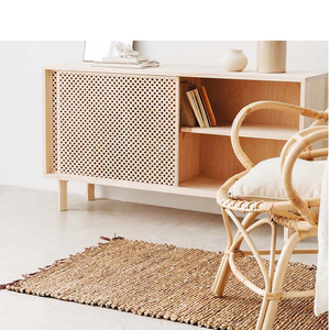 Alfombras y Tapetes Artesanales Hechos a Mano, Ecológicos, de Jacinto de Agua Natural, Yute y Pasto Marino, con Borlas, Patrón Geométrico, Estilo Oriental - Product Image 2