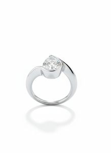 Bague ouverte ajustable en argent 925 / or blanc 10K 14K 18K avec diamant de laboratoire taille poire, en vente - Product Image 2