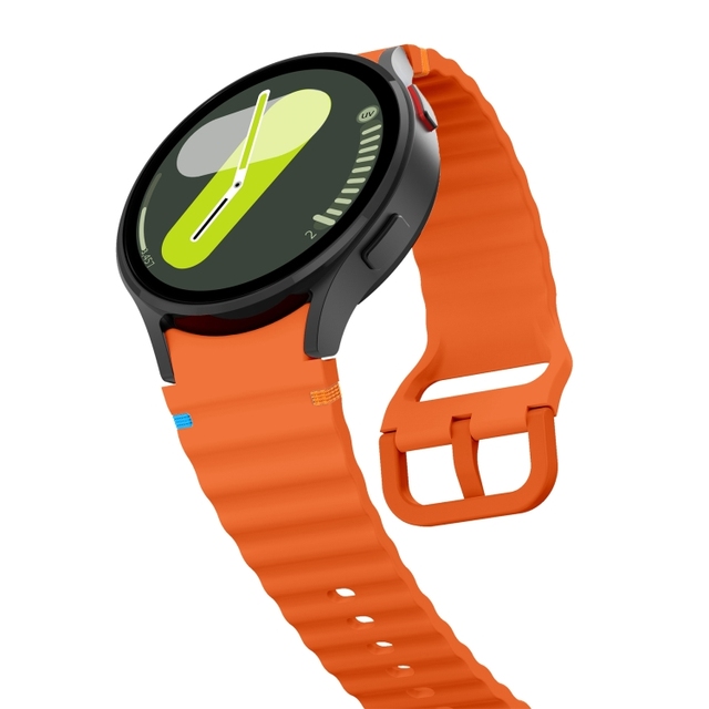 For Samsung Galaxy Watch 7 40 / 44mm Wave Pattern Stitched Silicone Watch Band