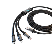 [1m/2m] 5A 120w 6A Charge super rapide USB vers USB-C Micro L Câble USB 3 en 1 avec affichage numérique pour téléphone portable