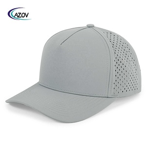 AZOV Custom Waterproof Sun <strong>Hat</strong> Snap Back <strong>Hat</strong> 6 Panel Laser Cut Hole Perforated <strong>Flat</strong> Brim Sport Baseball Cap Mesh Trucker <strong>Hat</strong> - Product Image 3