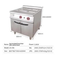 Kabinet Bain Marie Besar Kecil Berbahan Stainless Steel dengan Insulasi Gas untuk Sup, Peralatan Dapur untuk Restoran Hotel THO Meal 5.8KW
