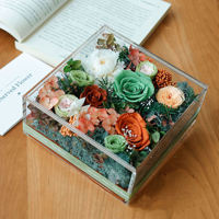 Roses éternelles de luxe JFD, roses préservées dans une boîte en acrylique pour la Saint-Valentin, la remise des diplômes, le Nouvel An, Noël, Thanksgiving, cadeau