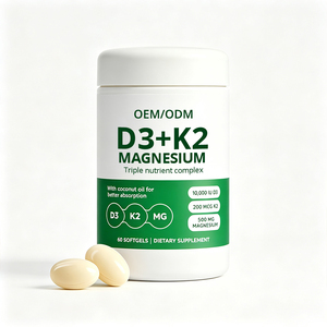 Complément alimentaire personnalisé D3 K2 Magnésium en gélules molles pour adultes, fabricant OEM, supplément alimentaire en vrac, marque privée - Product Image 1