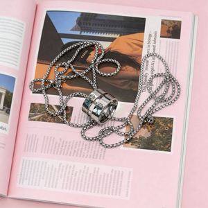 Collar con Anillo <span class=keywords><strong>de</strong></span> Acero Inoxidable <span class=keywords><strong>al</strong></span> por Mayor, Collana Con Ciondolo Ad Anello, para Siempre Suya, para Siempre Suya, para Parejas - Product Image 5
