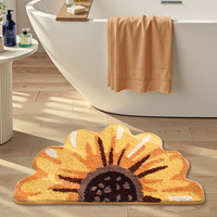 Tapis de sol de salle de bain au design animalier, style frais, très absorbant, antidérapant, séchage rapide, en polyester floqué avec support en PVC, lavable en machine