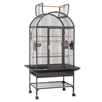 Cage à oiseaux en métal de grande taille OEM et ODM avec double porte, support roulant, volière pour perroquet avec boîte de rangement pour graines