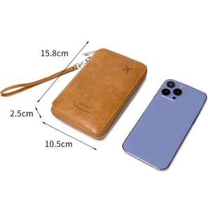 Cartera de pasaporte RFID para viajes para hombres y mujeres, porta pasaporte RFID antirrobo con ranuras para varias tarjetas, marrón - Product Image 2