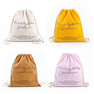 Custom Cotton Canvas Draw String <b>Backpack</b> Capacity Organic Gym and Camping Canvas <b>Drawstring</b> <b>Backpack</b> Bag With Logo - Product Image 4