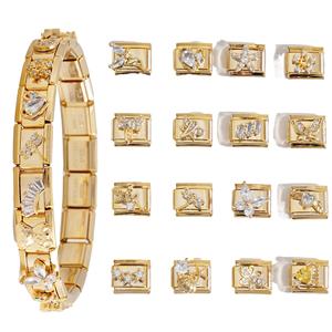 Modular Gold Charm Bracelet With Zircon Stones Unisex Fashion Jewelry Accessory Chain - Product Image 2