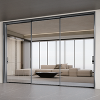 Portes coulissantes à suspension supérieure EBON personnalisées, modernes, à double vitrage, avec cadre en alliage d'aluminium ultra-fin et rail supérieur