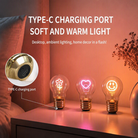Ampoule LED rechargeable à intensité variable, petite veilleuse design, lumière d'ambiance créative à filament personnalisable pour toute la maison