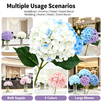 Fleur artificielle d'hortensia en soie multicolore réaliste au toucher réel, tige de fleur pour centre de table, décoration d'événements, de mariages et de la maison