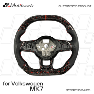 พวงมาลัยคาร์บอนไฟเบอร์สีแดงแบบฟอร์จ สไตล์สปอร์ต สำหรับรถยนต์ Volkswagen MK7 Golf R GTI Scirocco Jetta ปี 2015-2019 - Product Image 2