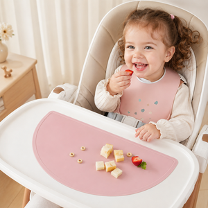 Tapis de table en silicone pour enfants, tapis d'alimentation semi-circulaire rond, résistant à la chaleur, antidérapant, tapis de table réutilisable pour bébé - Product Image 5