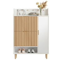 Muebles de Gabinetes para Zapatos de Madera Ultrafinos, Minimalistas, Personalizados, de Tablero de Partículas, Negros, Ensamblados, con Espejo