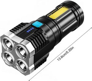 New 4LED Rechargeable ABS <b>Flashlight</b> COB Side Light Long-range Spotlight Camping IP54 Zoomable Multifunctional 5000K Daylight - Product Image 5