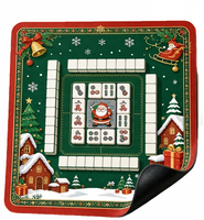 Tapis de Mahjong Américain Duoerfen en Caoutchouc Naturel Imperméable à Motif de Noël Antidérapant Portable Housse de Table Écologique pour Intérieur Domestique