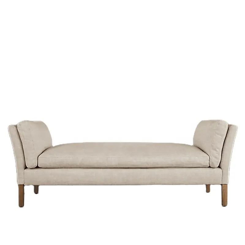 1 fauteuil repose-pieds en bois, chêne massif, Design moderne de luxe en tissu de lin, meuble de salon